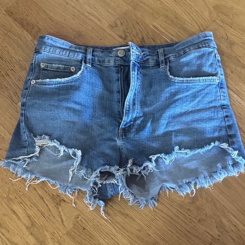 Zara Blue Distressed Denim Cutoff Shorts